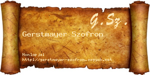 Gerstmayer Szofron névjegykártya